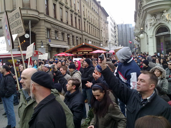 prosvjed, 6. ožujka na Cvjetnom trgu