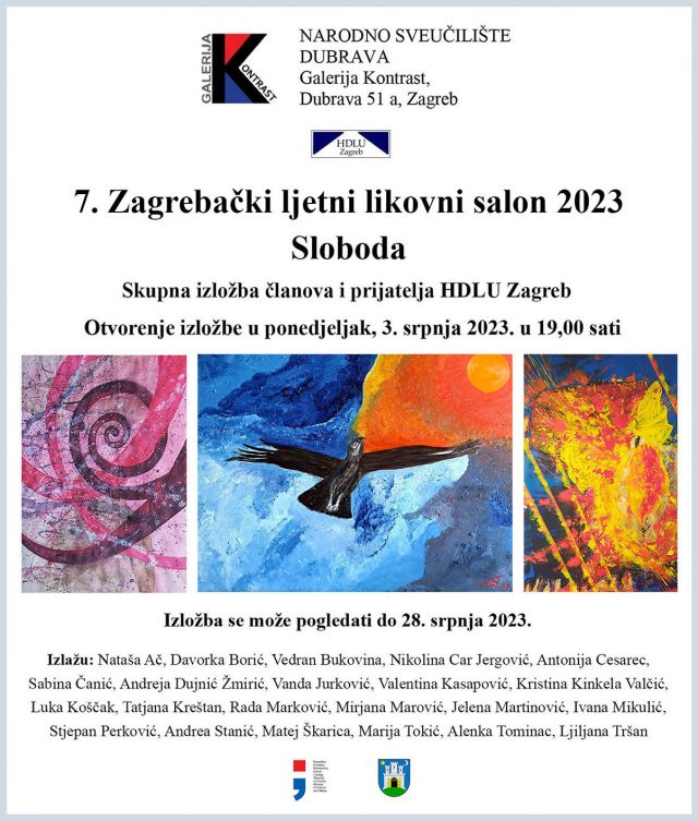 Pozivnica 7. Zagrebacki ljetni likovni salon Sloboda-m.