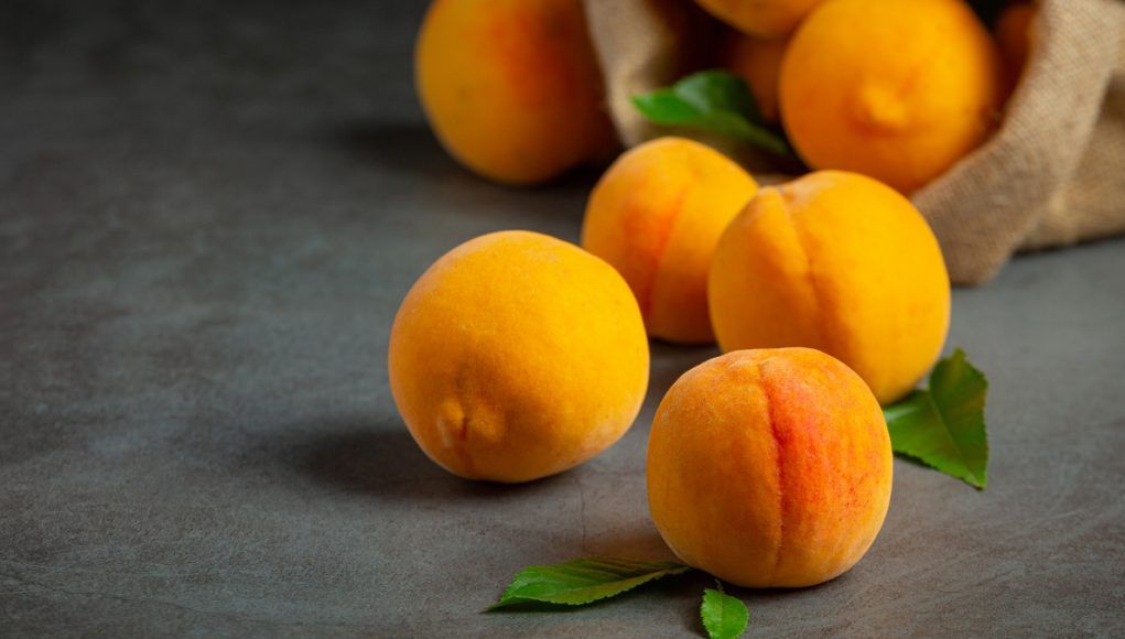 peaches on a black background